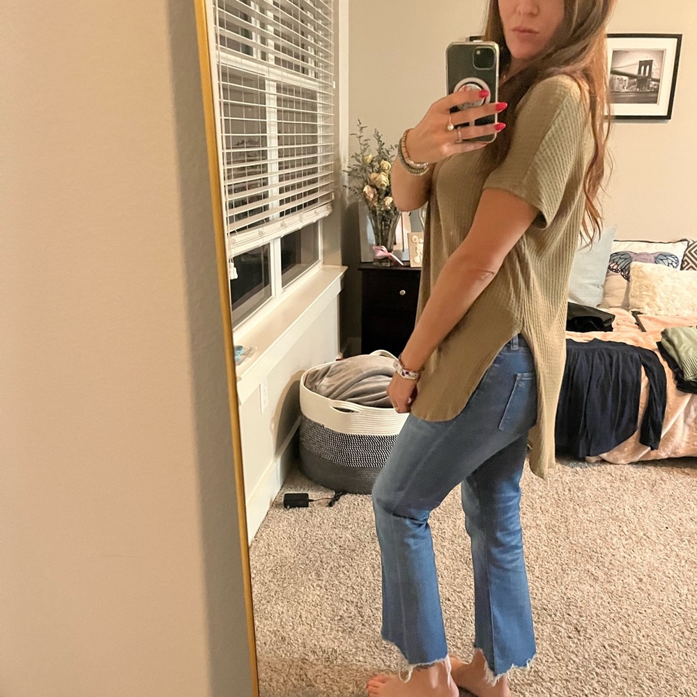 Olive waffle tunic small